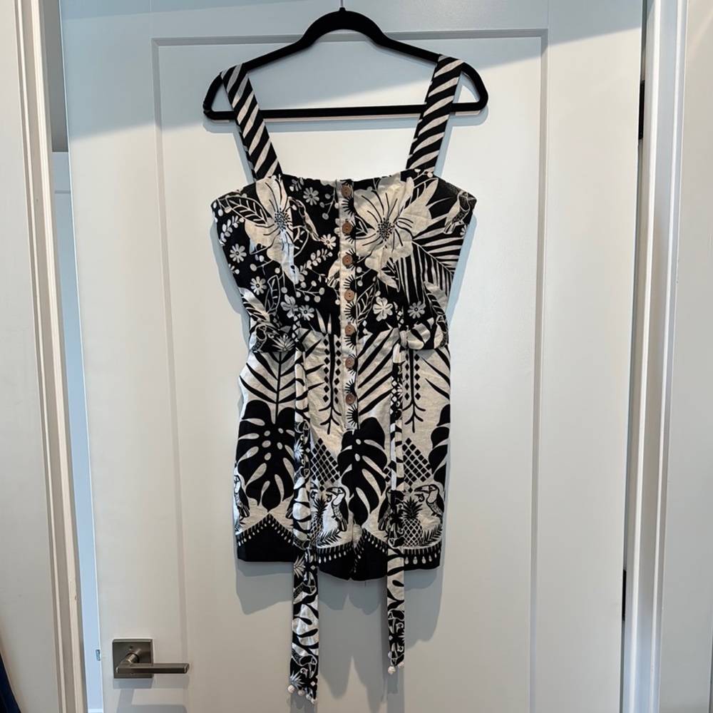Rachel Zoe Black and White Sleeveless Tank Top with Tie Front